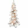 Fraser Hill Farm 7.5-ft. Elk Mountain Snow Flocked Christmas Tree W/ Clear LED Lighting