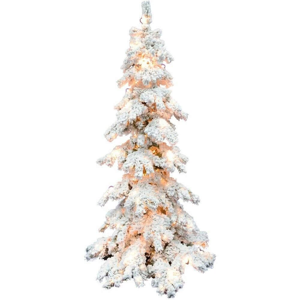 Fraser Hill Farm 7.5-ft. Elk Mountain Snow Flocked Christmas Tree W/ Clear LED Lighting 1 Fraser Hill Farm 7.5-ft. Elk Mountain Snow Flocked Christmas Tree W/ Clear LED Lighting