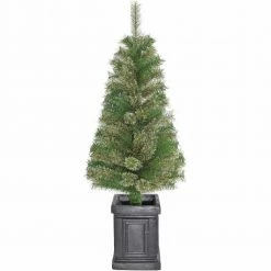 Fraser Hill Farm Porch Accent Tree In Black Pot, Various Lighting Options