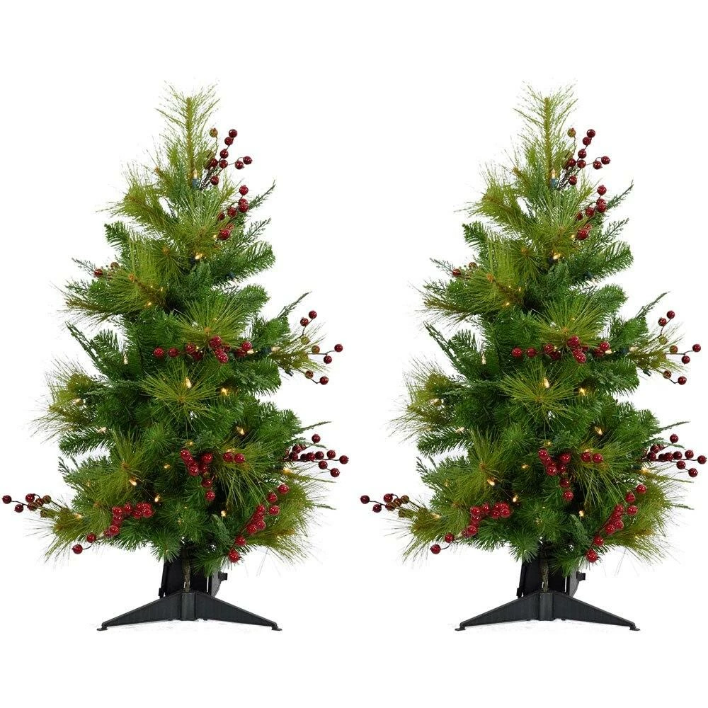 Fraser Hill Farm Set Of 2, Newberry Pine Artificial Tree, Various Lighting And Size Options 1 Fraser Hill Farm Set Of 2, Newberry Pine Artificial Tree, Various Lighting And Size Options