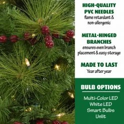 Fraser Hill Farm Newberry Pine Artificial Tree , Various Lighting And Size Options -Christmas store unnamed file 3064
