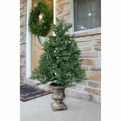 Fraser Hill Farm Noble Fir Set Of 2 Christmas Trees With Metallic Urn Base, Various Sizes And Lighting Options -Christmas store unnamed file 3067