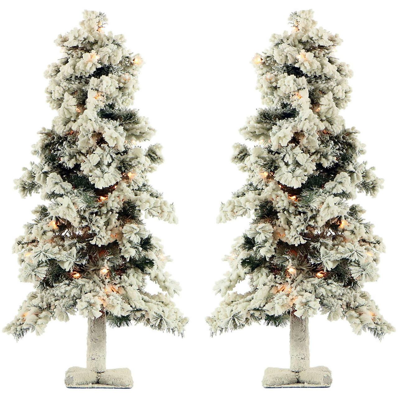 Fraser Hill Farm Set Of Two 2-Ft. Snowy Alpine Trees With Clear Lights 1 Fraser Hill Farm Set Of Two 2-Ft. Snowy Alpine Trees With Clear Lights