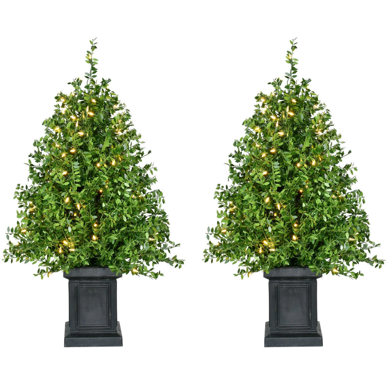 Fraser Hill Farm Boxwood Porch Tree In Black Pot With Warm White Lights, Set Of 2 9 Fraser Hill Farm Boxwood Porch Tree In Black Pot With Warm White Lights, Set Of 2 - Image 9