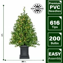 Fraser Hill Farm Boxwood Porch Tree In Black Pot With Warm White Lights, Set Of 2 41 Fraser Hill Farm Boxwood Porch Tree In Black Pot With Warm White Lights, Set Of 2 -Christmas store unnamed file 3240