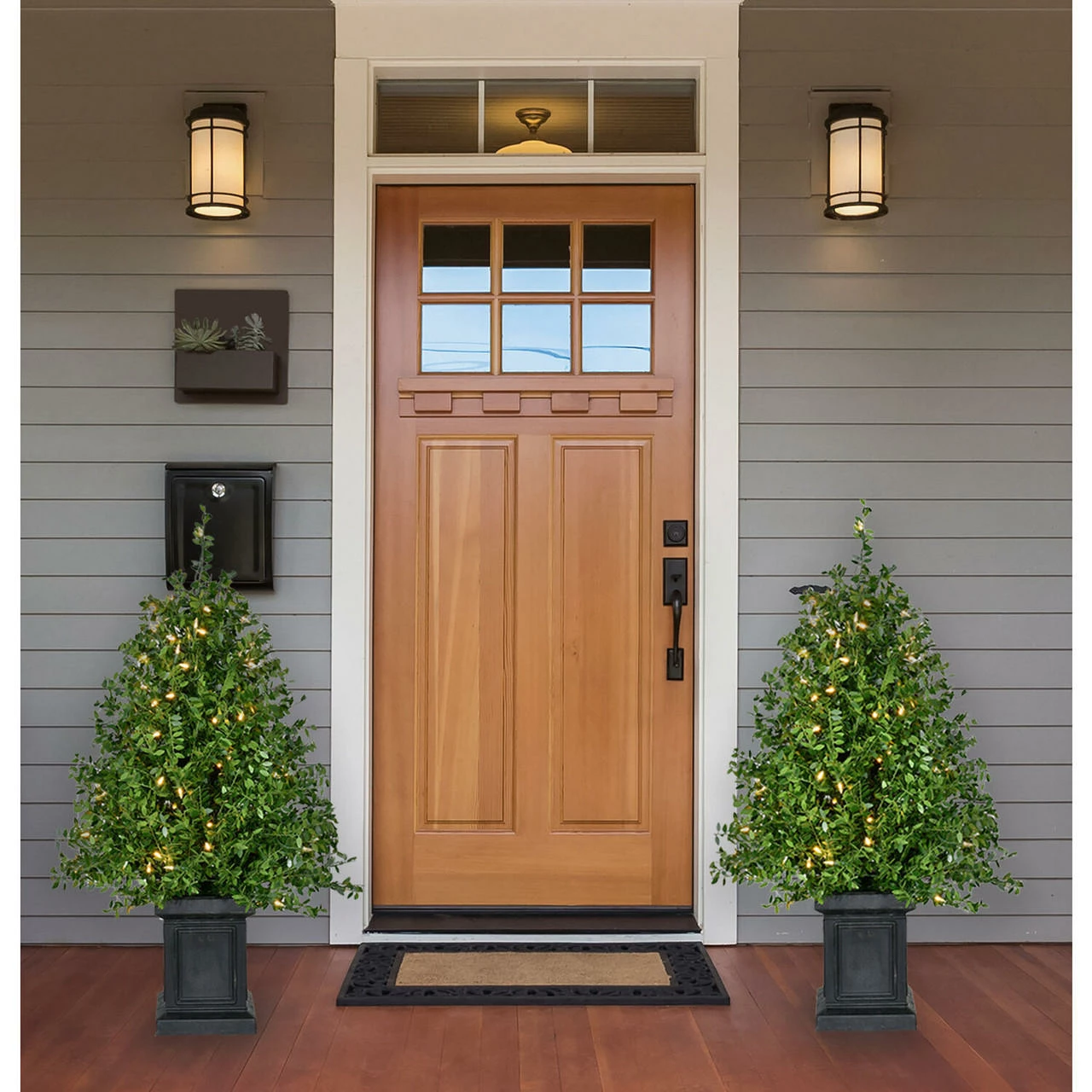 Fraser Hill Farm Boxwood Porch Tree In Black Pot With Warm White Lights, Set Of 2 22 Fraser Hill Farm Boxwood Porch Tree In Black Pot With Warm White Lights, Set Of 2 - Image 22