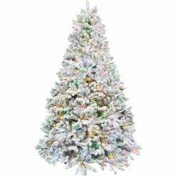 Fraser Hill Farm Green Christmas Half Tree With Flock, Various Lighting And Size Options -Christmas store unnamed file 329