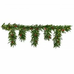Fraser Hill Farm 6-Ft. Icicle Garland With Pinecones And Red Berries -Christmas store unnamed file 3335