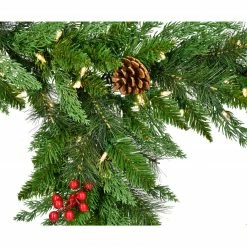 Fraser Hill Farm 6-Ft. Icicle Garland With Pinecones And Red Berries -Christmas store unnamed file 3339