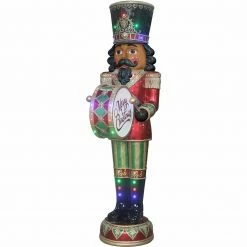 Fraser Hill Farm 6-Ft. African American Nutcracker Playing Bass Drum W/ Moving Hands, Music, Lights