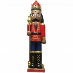 Fraser Hill Farm 48-In. African American Nutcracker Holding Staff Figurine, Festive Indoor Christmas Holiday Decorations -Christmas store unnamed file 3462