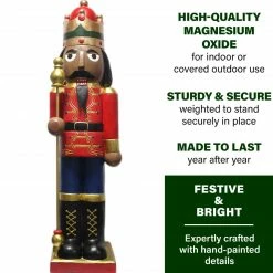 Fraser Hill Farm 48-In. African American Nutcracker Holding Staff Figurine, Festive Indoor Christmas Holiday Decorations -Christmas store unnamed file 3464