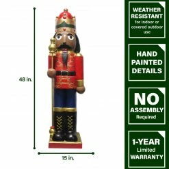 Fraser Hill Farm 48-In. African American Nutcracker Holding Staff Figurine, Festive Indoor Christmas Holiday Decorations -Christmas store unnamed file 3465