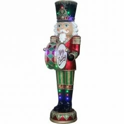 Fraser Hill Farm 6-Ft. Life-Size Nutcracker Playing Bass Drum W/ Moving Hands, Music, Timer, And 32 LED Lights -Christmas store unnamed file 3472