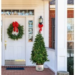 Fraser Hill Farm 4.5-Ft. Porch Tree In Reindeer Pot With Warm White LED Lights -Christmas store unnamed file 353