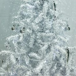 Fraser Hill Farm Let It Snow Series 47-In. White Tree W/ Finial Topper, White Umbrella Base, Animated Musical Snow -Christmas store unnamed file 368