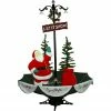 Fraser Hill Farm Let It Snow Series 47-In. Red Santa With Green Umbrella Base, Animated Musical Snow Decoration