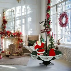 Fraser Hill Farm Let It Snow Series 47-In. Red Santa With Green Umbrella Base, Animated Musical Snow Decoration 20 Fraser Hill Farm Let It Snow Series 47-In. Red Santa With Green Umbrella Base, Animated Musical Snow Decoration -Christmas store unnamed file 376