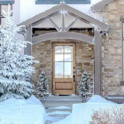 Fraser Hill Farm 4-Ft. Christmas Snow Flocked Porch Tree W/ Oversized Pinecones In Pot -Christmas store unnamed file 402