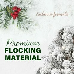 Fraser Hill Farm 4-Ft. Christmas Snow Flocked Porch Tree W/ Oversized Pinecones In Pot -Christmas store unnamed file 403