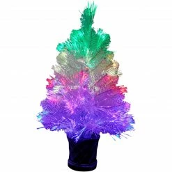 Fraser Hill Farm Indoor 2-Ft. White Fiber Optic Prelit Tree In Pot For Tabletop, LED Dancing Lights -Christmas store unnamed file 410