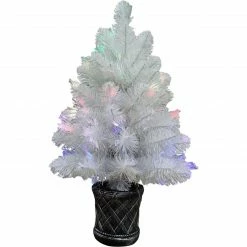 Fraser Hill Farm Indoor 2-Ft. White Fiber Optic Prelit Tree In Pot For Tabletop, LED Dancing Lights -Christmas store unnamed file 411