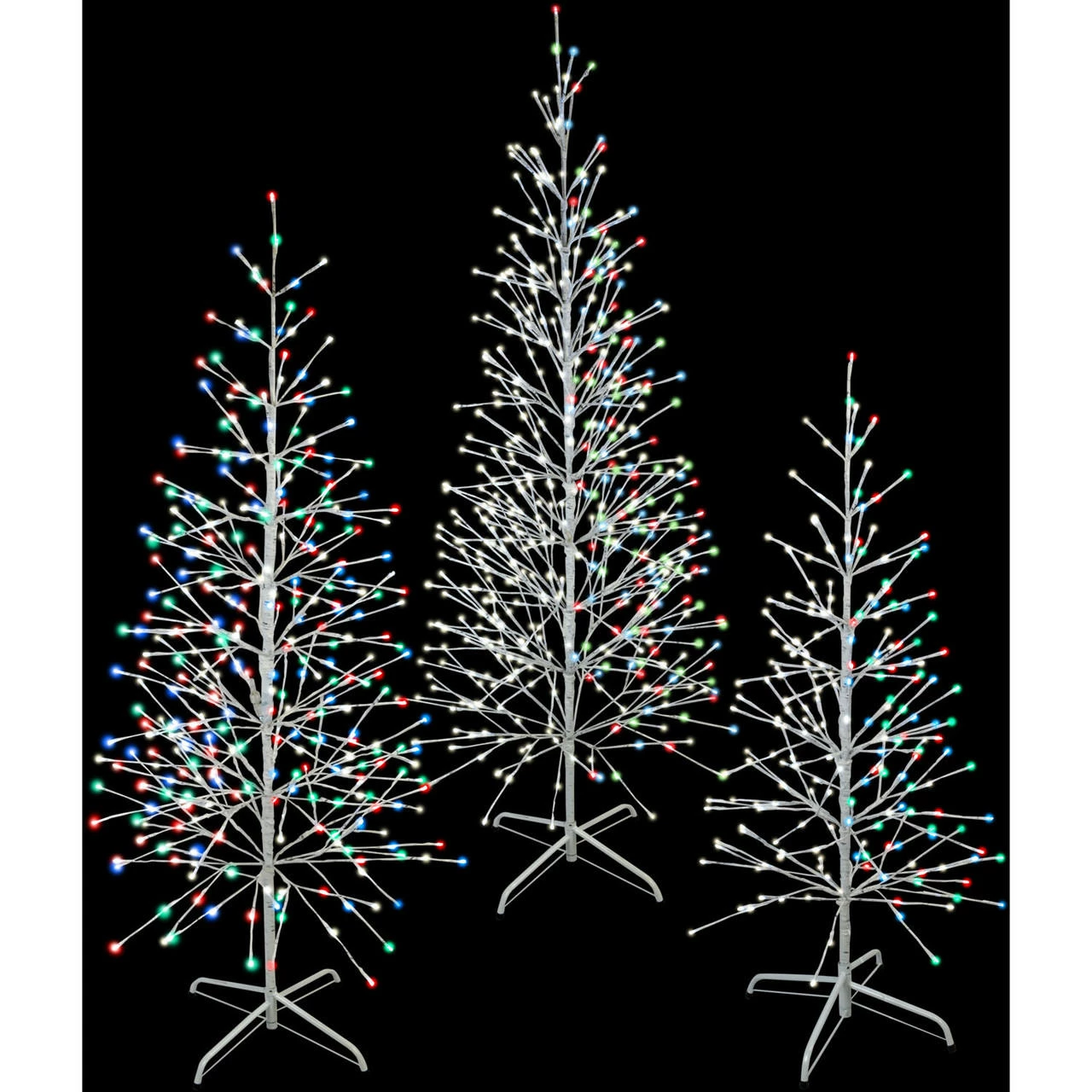 Fraser Hill Farm Set Of 3 Color Changing Birch Trees, 4-Ft., 5.5-Ft., 6.5-Ft., In Warm White And Multi-Color LED Lights 1 Fraser Hill Farm Set Of 3 Color Changing Birch Trees, 4-Ft., 5.5-Ft., 6.5-Ft., In Warm White And Multi-Color LED Lights