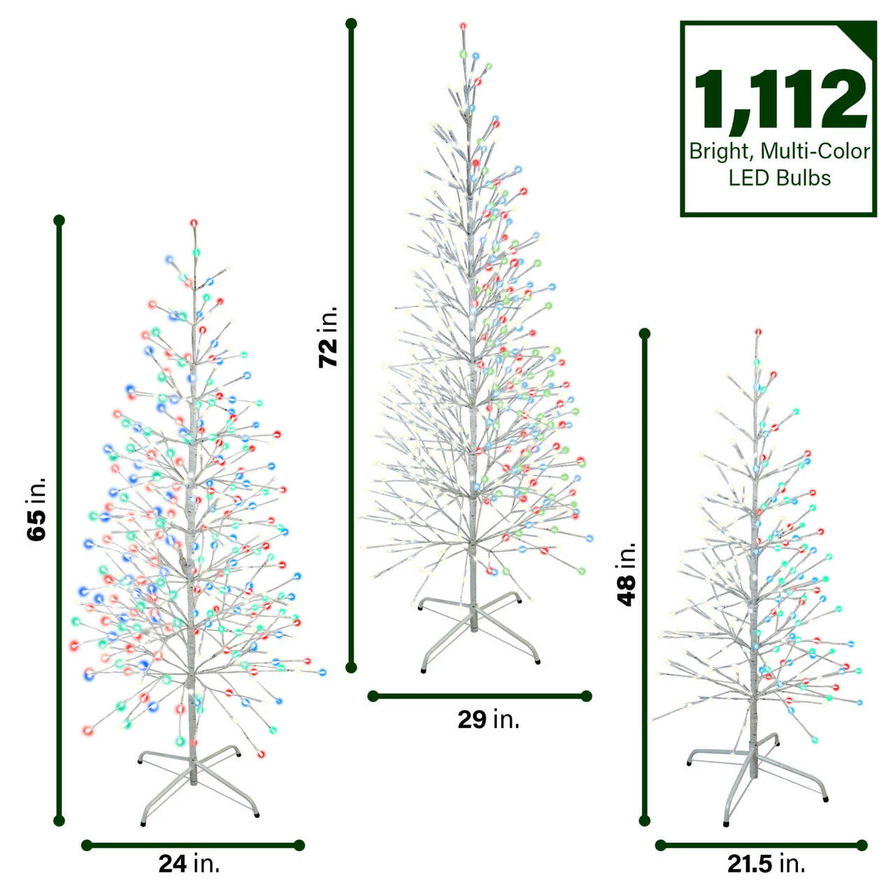 Fraser Hill Farm Set Of 3 Color Changing Birch Trees, 4-Ft., 5.5-Ft., 6.5-Ft., In Warm White And Multi-Color LED Lights 2 Fraser Hill Farm Set Of 3 Color Changing Birch Trees, 4-Ft., 5.5-Ft., 6.5-Ft., In Warm White And Multi-Color LED Lights - Image 2