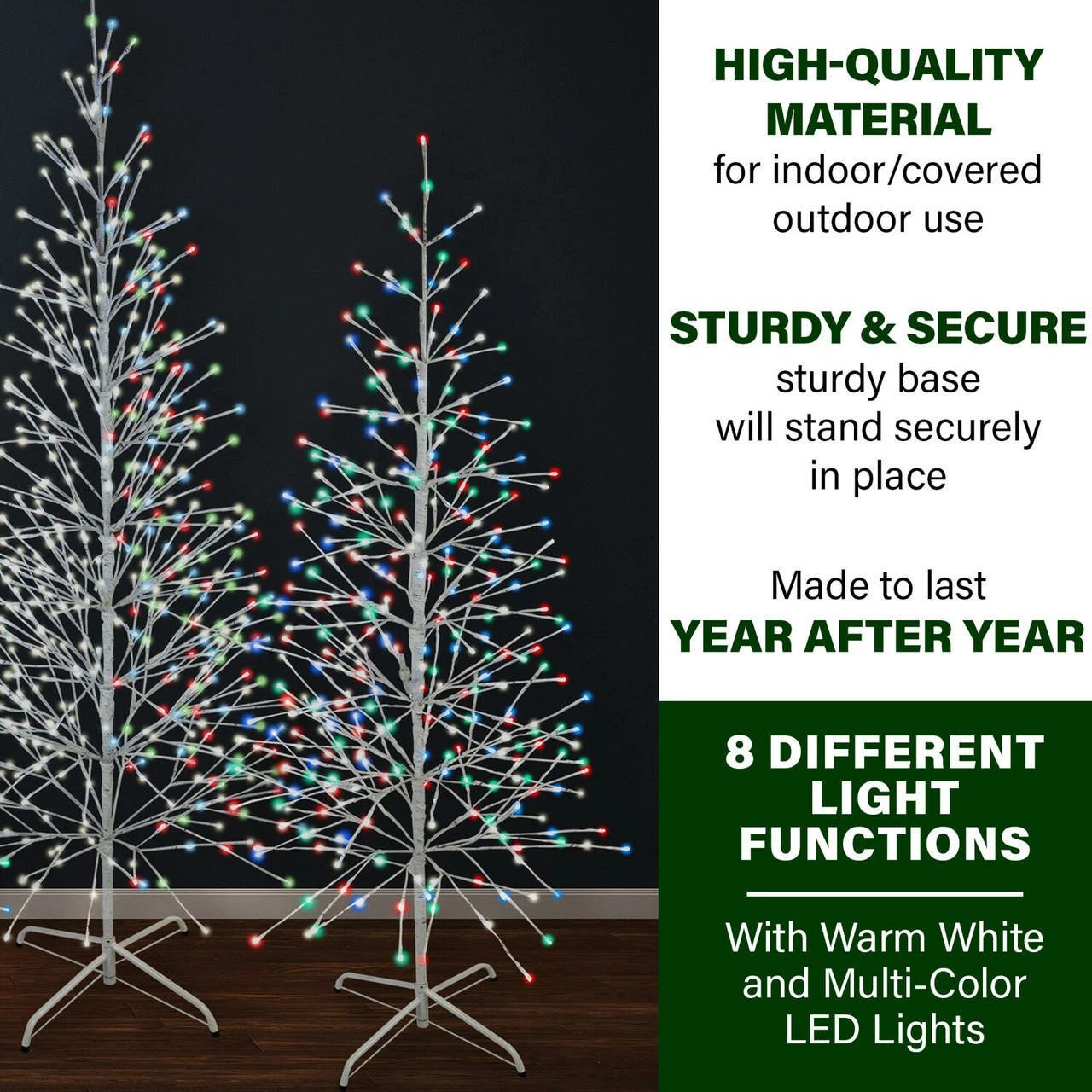 Fraser Hill Farm Set Of 3 Color Changing Birch Trees, 4-Ft., 5.5-Ft., 6.5-Ft., In Warm White And Multi-Color LED Lights 3 Fraser Hill Farm Set Of 3 Color Changing Birch Trees, 4-Ft., 5.5-Ft., 6.5-Ft., In Warm White And Multi-Color LED Lights - Image 3