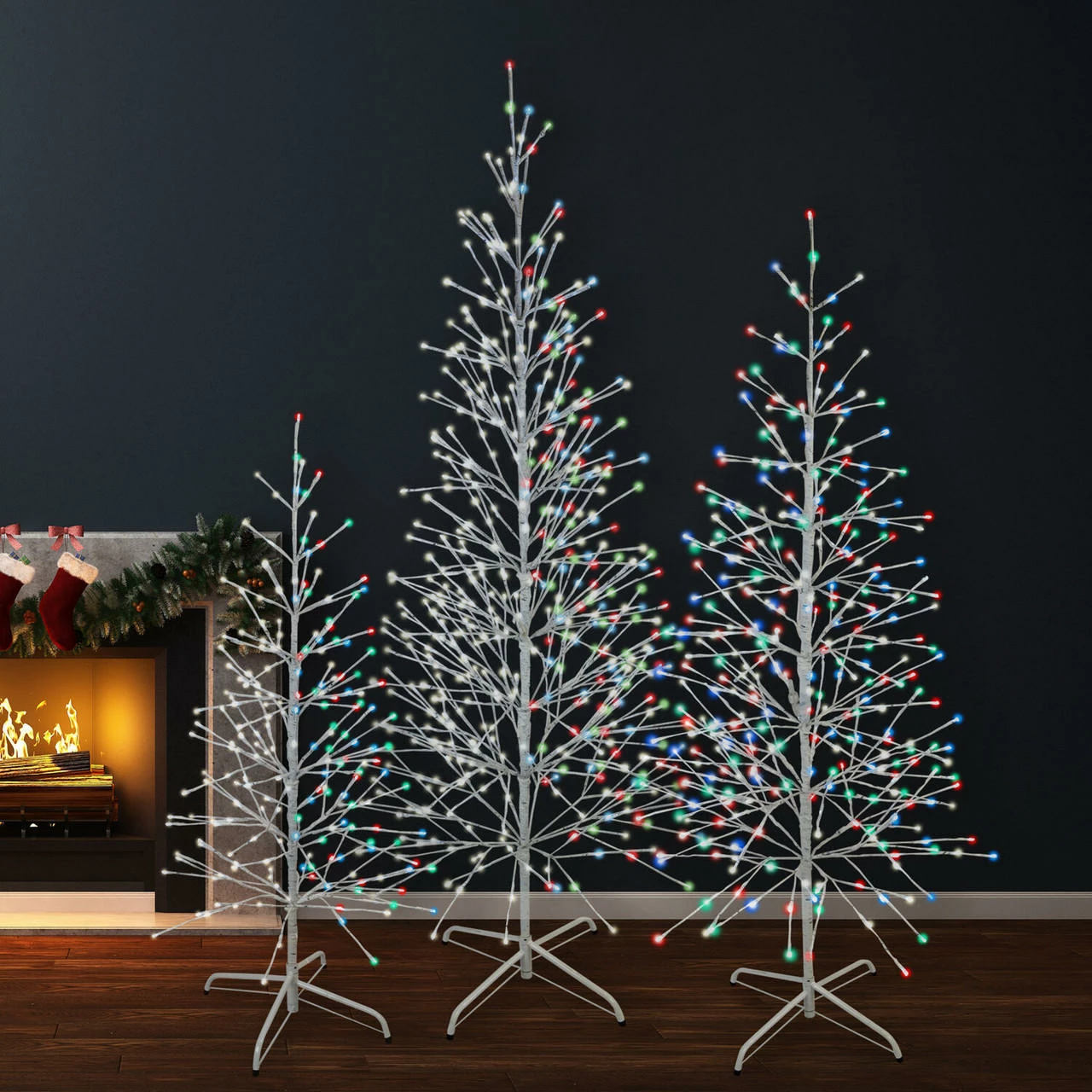 Fraser Hill Farm Set Of 3 Color Changing Birch Trees, 4-Ft., 5.5-Ft., 6.5-Ft., In Warm White And Multi-Color LED Lights 6 Fraser Hill Farm Set Of 3 Color Changing Birch Trees, 4-Ft., 5.5-Ft., 6.5-Ft., In Warm White And Multi-Color LED Lights - Image 6