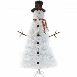 Fraser Hill Farm 7.5-Ft White Snowman Christmas Tree With Clear LED Lights