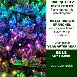 Fraser Hill Farm 7.5-Ft Snow Flocked Fiber Optic Pre-Lit Christmas Tree W/ LED Dancing Lights -Christmas store unnamed file 515