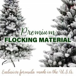 Fraser Hill Farm 7.5-Ft Snow Flocked Fiber Optic Pre-Lit Christmas Tree W/ LED Dancing Lights -Christmas store unnamed file 517