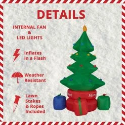 Fraser Hill Farm 6.5-Ft. Tall Animated Rotating Christmas Tree W/ Gifts, Inflatable W/ Lights, Storage Bag -Christmas store unnamed file 528