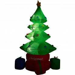 Fraser Hill Farm 6.5-Ft. Tall Animated Rotating Christmas Tree W/ Gifts, Inflatable W/ Lights, Storage Bag -Christmas store unnamed file 533