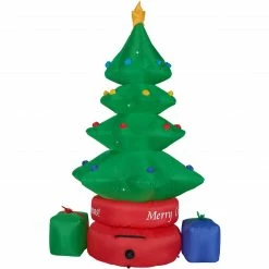 Fraser Hill Farm 6.5-Ft. Tall Animated Rotating Christmas Tree W/ Gifts, Inflatable W/ Lights, Storage Bag -Christmas store unnamed file 534