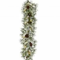 Fraser Hill Farm 9-ft Garland With Pinecones And Warm White LED Lights