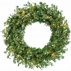 Fraser Hill Farm 24" Boxwood Green Christmas Décor Wreath With Clear LED Lights -Christmas store unnamed file 633