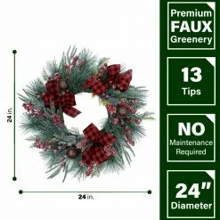 Fraser Hill Farm Frosted 24-in Wreath And 9-ft Garland Set W/ Red Berries, Plaid Bows, Rustic Bells 11 Fraser Hill Farm Frosted 24-in Wreath And 9-ft Garland Set W/ Red Berries, Plaid Bows, Rustic Bells -Christmas store unnamed file 640