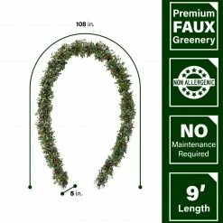 Fraser Hill Farm Frosted Faux Boxwood 20-in. Wreath And 9-ft. Garland Set W/ Red Berries -Christmas store unnamed file 645