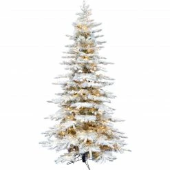 Fraser Hill Farm Mountain Pine Flocked Christmas Tree, Various Lighting & Size (6.5 Ft. To 12 Ft.)