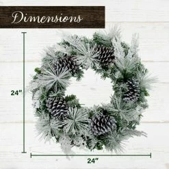 Fraser Hill Farm 24-in. Wreath And 6-ft. Garland Set W/ Snow Flocking And Pinecones -Christmas store unnamed file 692