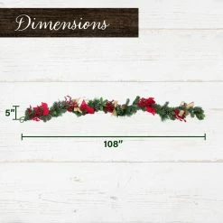 Fraser Hill Farm 9-Ft. Christmas Garland With Pinecones, Bows, Berries, And Twig Balls -Christmas store unnamed file 698
