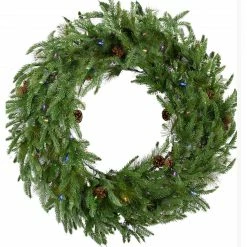 Fraser Hill Farm 36-In. Norway Pine Artificial Holiday Wreath With Multi-Colored Battery-Operated LED String Lights