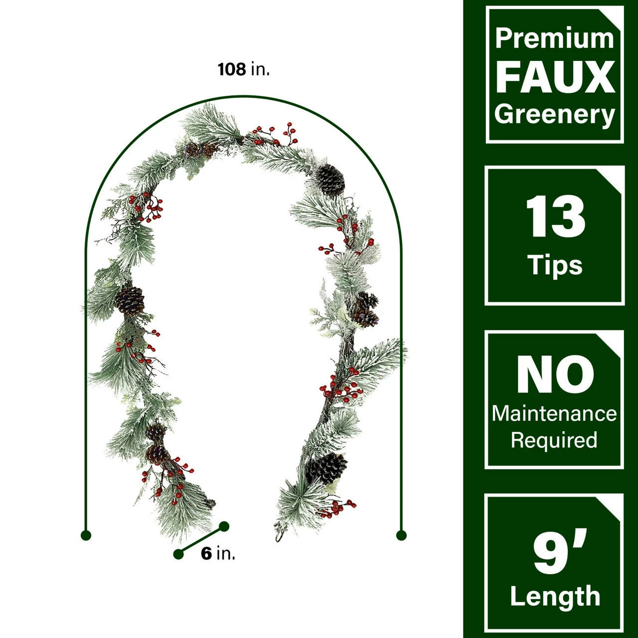 Fraser Hill Farm Frosted Pine 24-in. Wreath And 9-ft. Garland Set With Red Berries And Pinecones 3 Fraser Hill Farm Frosted Pine 24-in. Wreath And 9-ft. Garland Set With Red Berries And Pinecones - Image 3