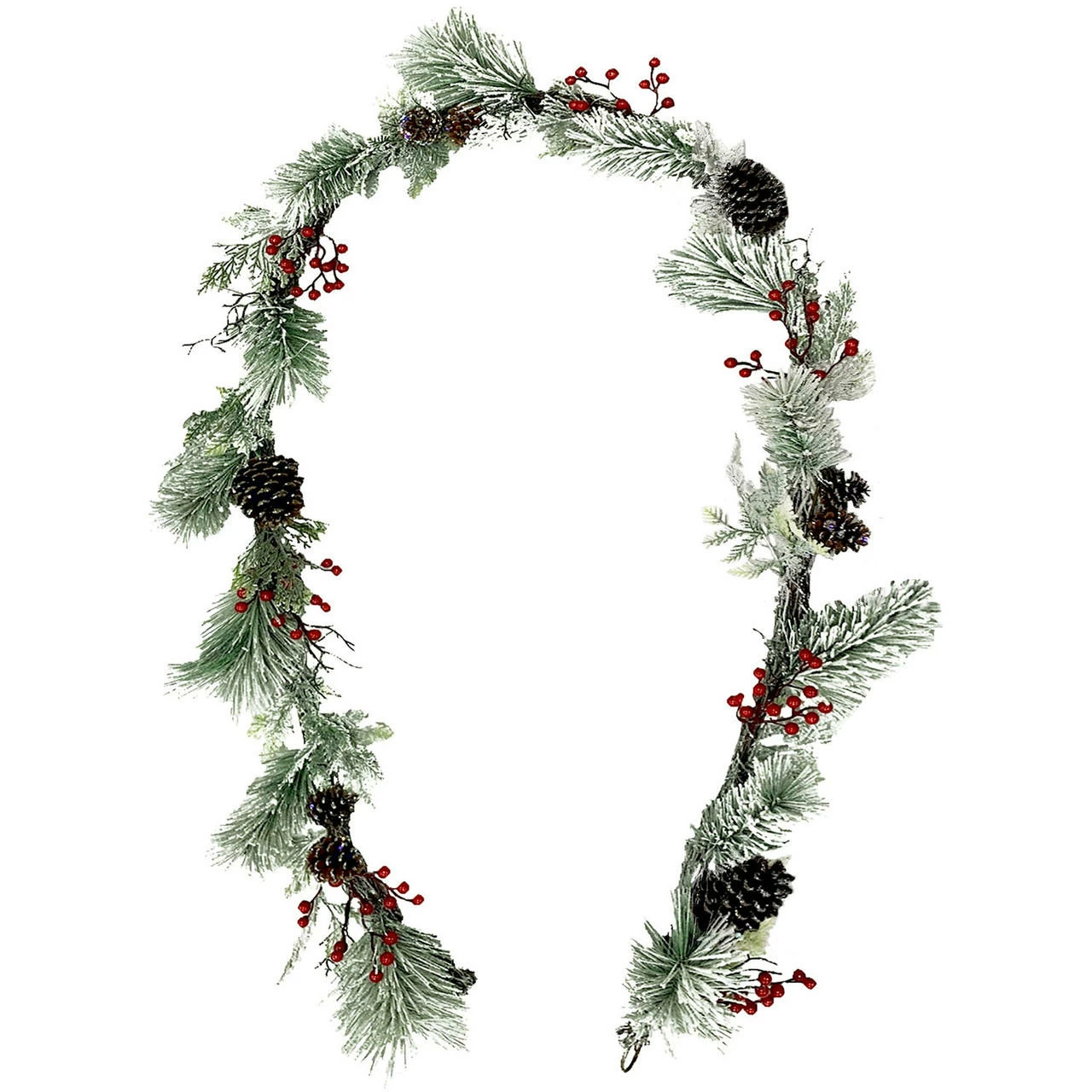 Fraser Hill Farm Frosted Pine 24-in. Wreath And 9-ft. Garland Set With Red Berries And Pinecones 8 Fraser Hill Farm Frosted Pine 24-in. Wreath And 9-ft. Garland Set With Red Berries And Pinecones - Image 8