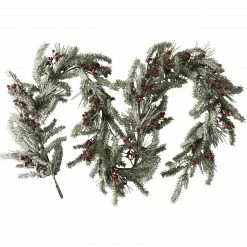 Fraser Hill Farm 9-Ft. Snow-Covered Decorative Garland - Frosted With Pinecones And Berries
