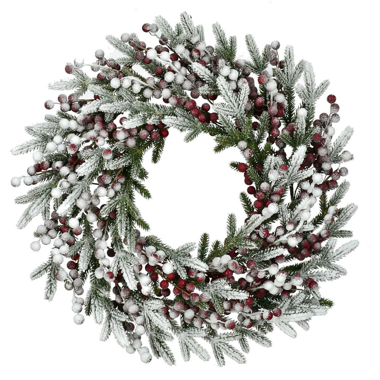 Fraser Hill Farm 25-In. Flocked Wreath Door Or Wall Hanging - With Berries 1 Fraser Hill Farm 25-In. Flocked Wreath Door Or Wall Hanging - With Berries