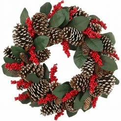 Fraser Hill Farm 24-in. Christmas Pinecone Wreath With Red Berries