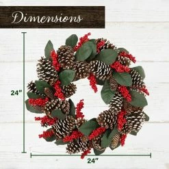 Fraser Hill Farm 24-in. Christmas Pinecone Wreath With Red Berries -Christmas store unnamed file 804